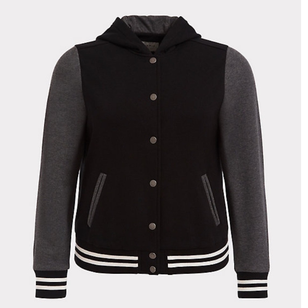 BLACK & GREY VARSITY BOMBER JACKET